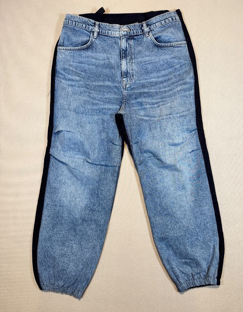 Women's Denim Half & Half Jogger Style w/Adjustable Waist Jeans, Size 18